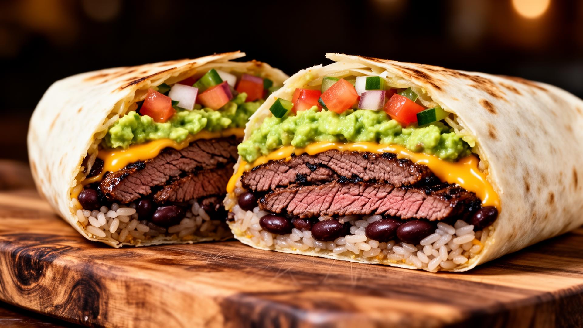 Stacked carne asada burrito